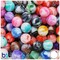 BeadTin Marbled Mix 14mm Round Plastic Craft Beads (40pcs)